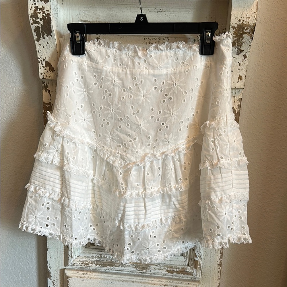 White Eyelet Mini Skirt